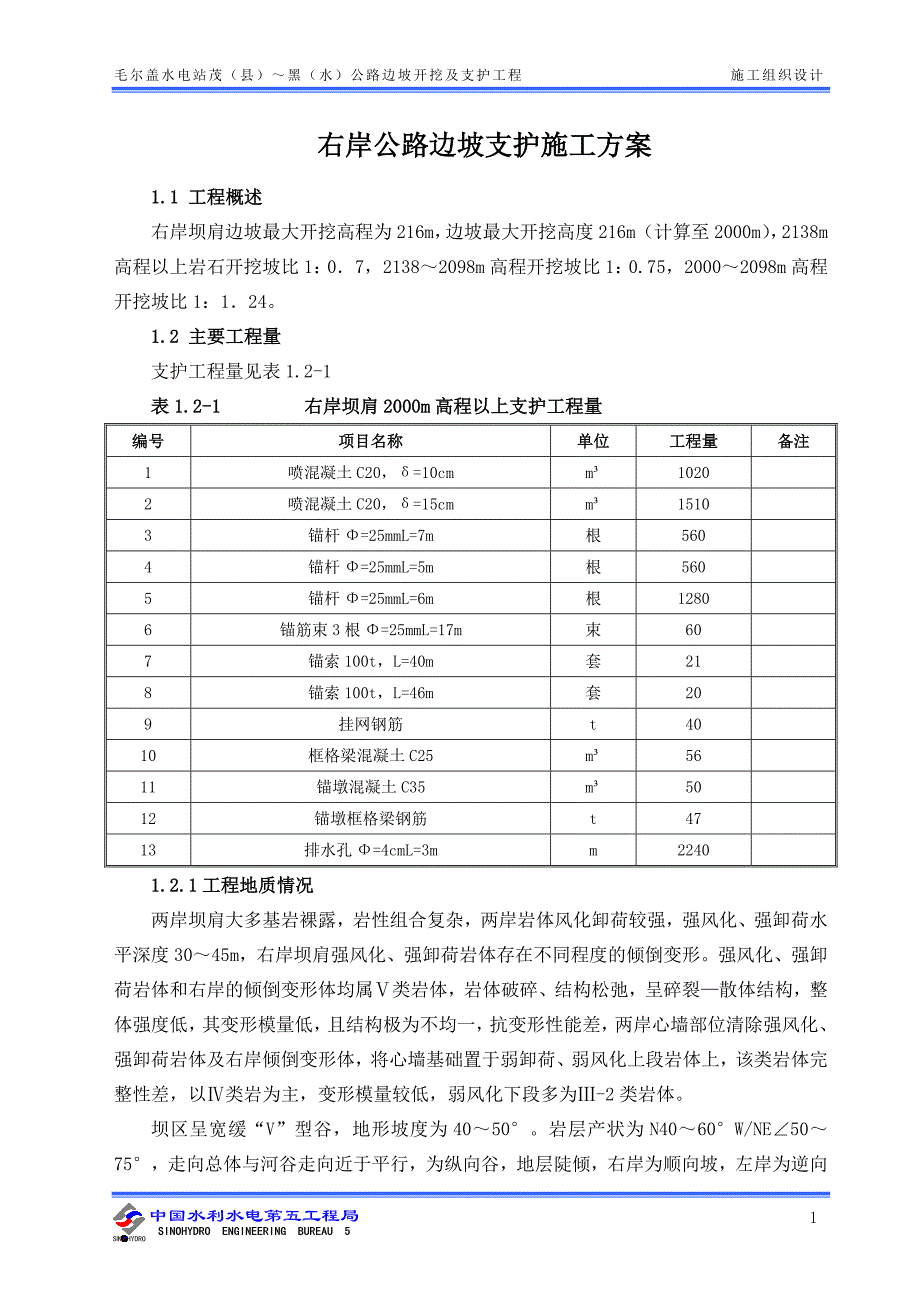 右坝肩边坡支护方案解析_第1页