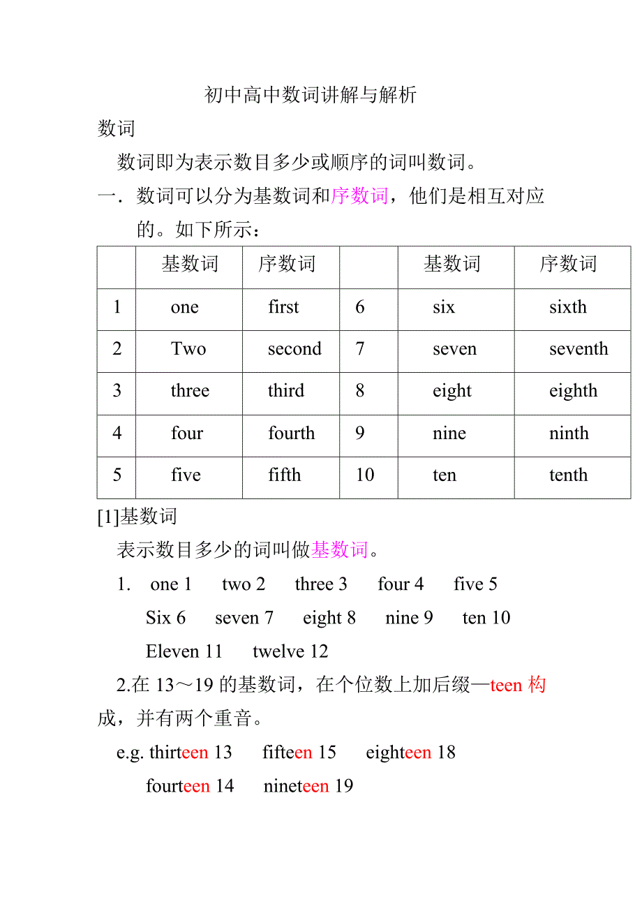 初中高中数词讲解与解析.doc_第1页