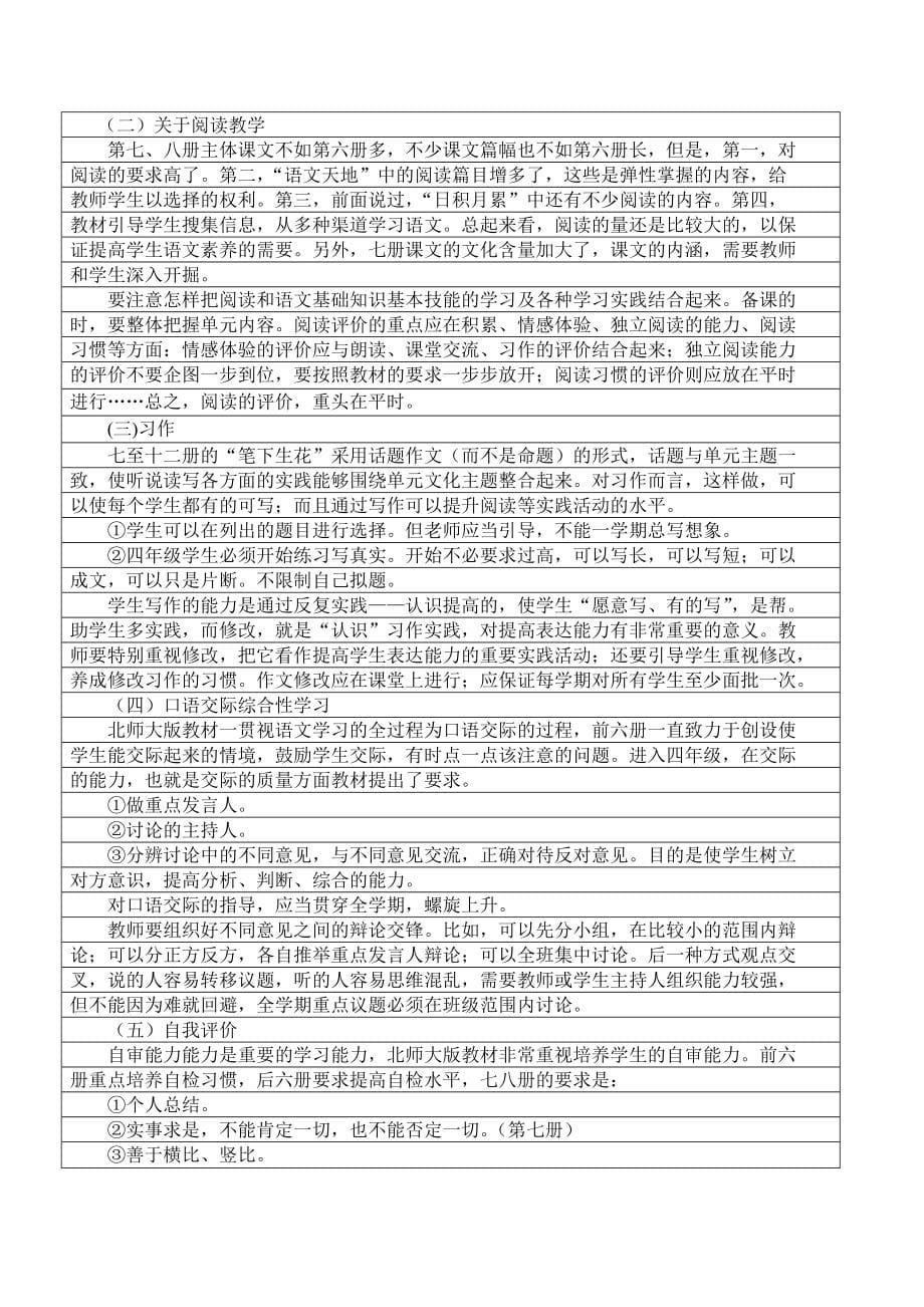 北师大版四年级语文上册表格式教案.doc_第5页