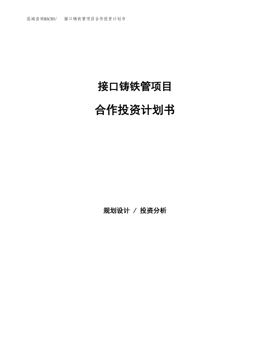 接口铸铁管项目合作投资计划书.docx_第1页