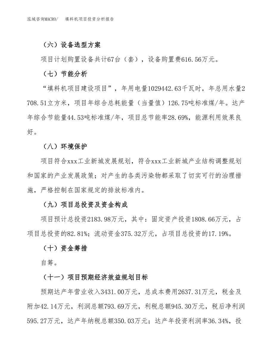 填料机项目投资分析报告（总投资2000万元）（11亩）_第5页