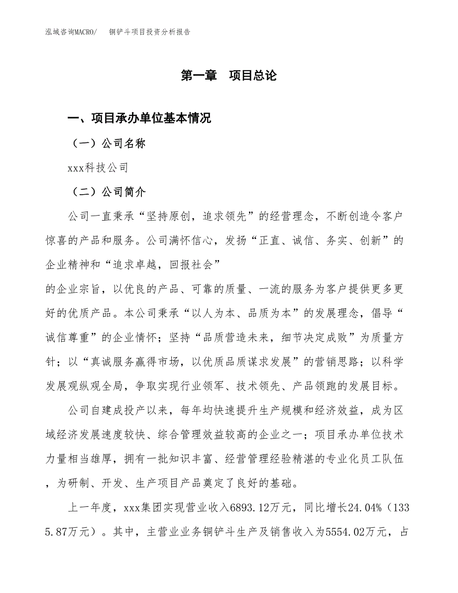 铜铲斗项目投资分析报告（总投资3000万元）（14亩）_第2页