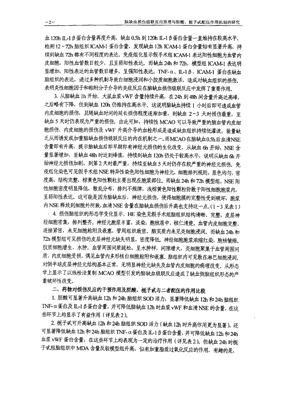 脑缺血损伤级联反应原理与胆酸、栀子甙配伍作用机制的研究_第3页