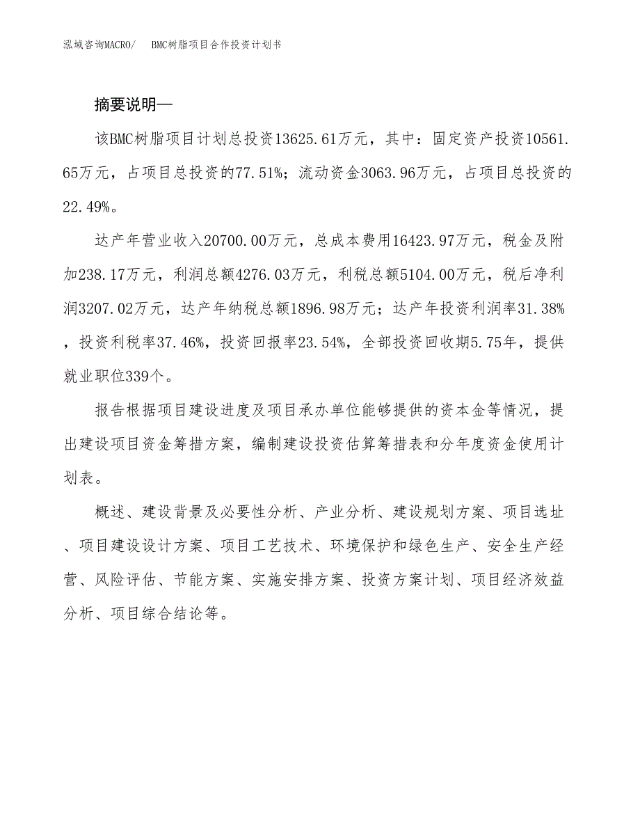 BMC树脂项目合作投资计划书.docx_第2页