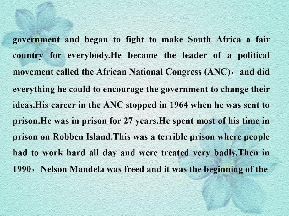 【人教版】必修一：第一单元 Nelson Mandela—a modern hero（四课时）_第5页