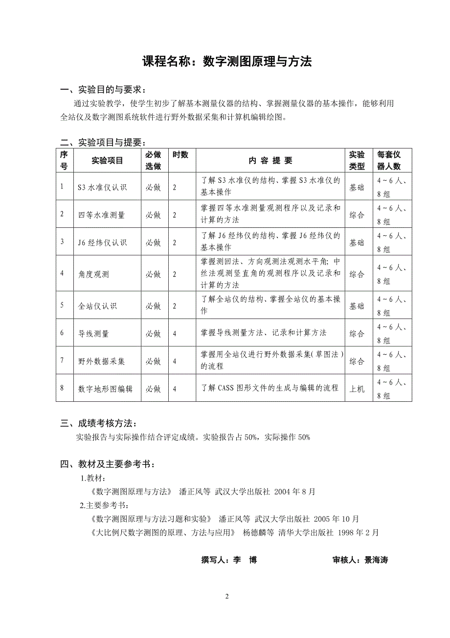 遥感科学与技术专业实验教学大纲_第2页