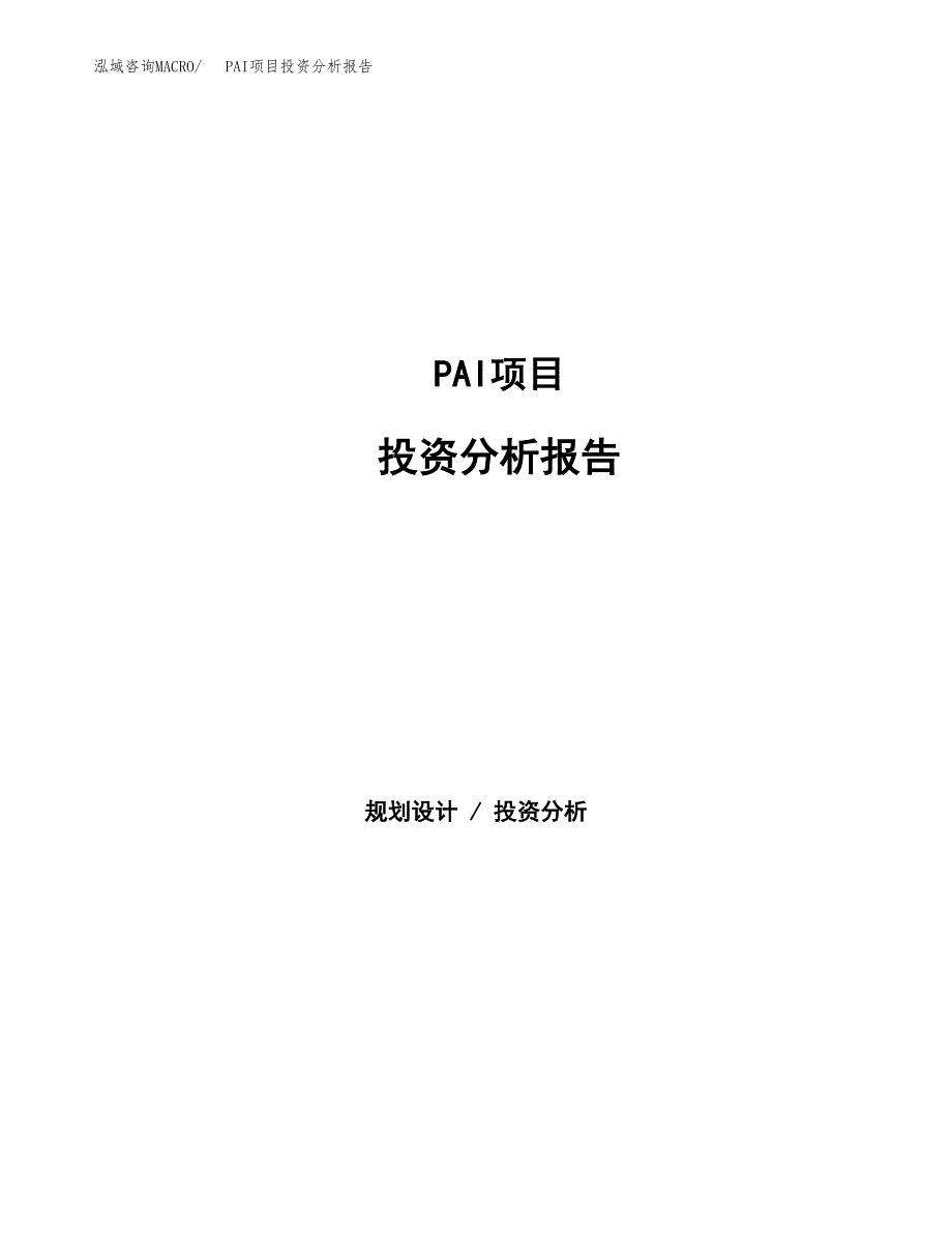 PAI项目投资分析报告（总投资22000万元）（85亩）_第1页