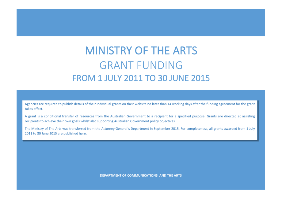 ministry of the arts grants funding 1 july 2011 to 3_第1页