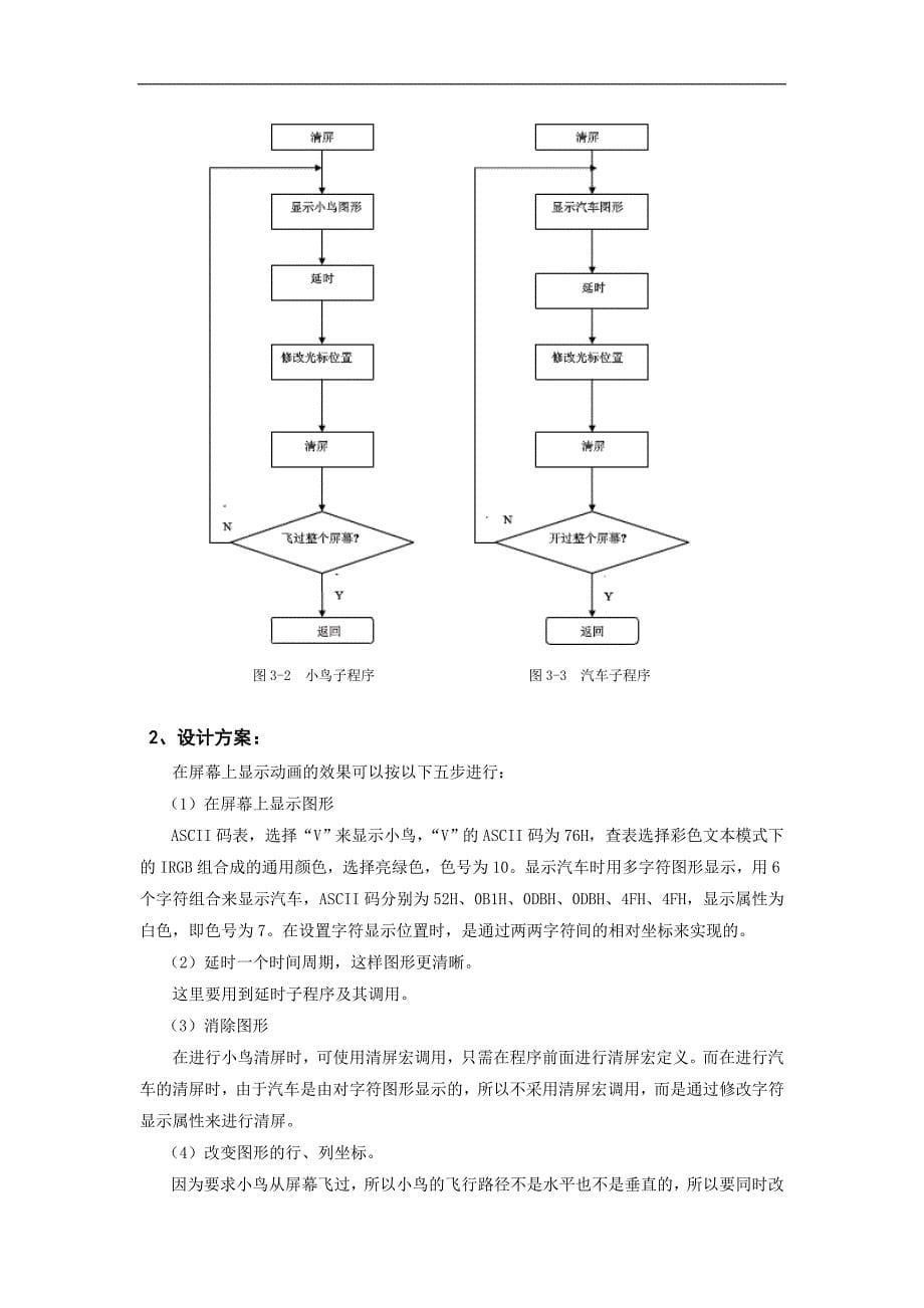 北交微机原理课设-动画程序设计(小鸟和小车)_第5页