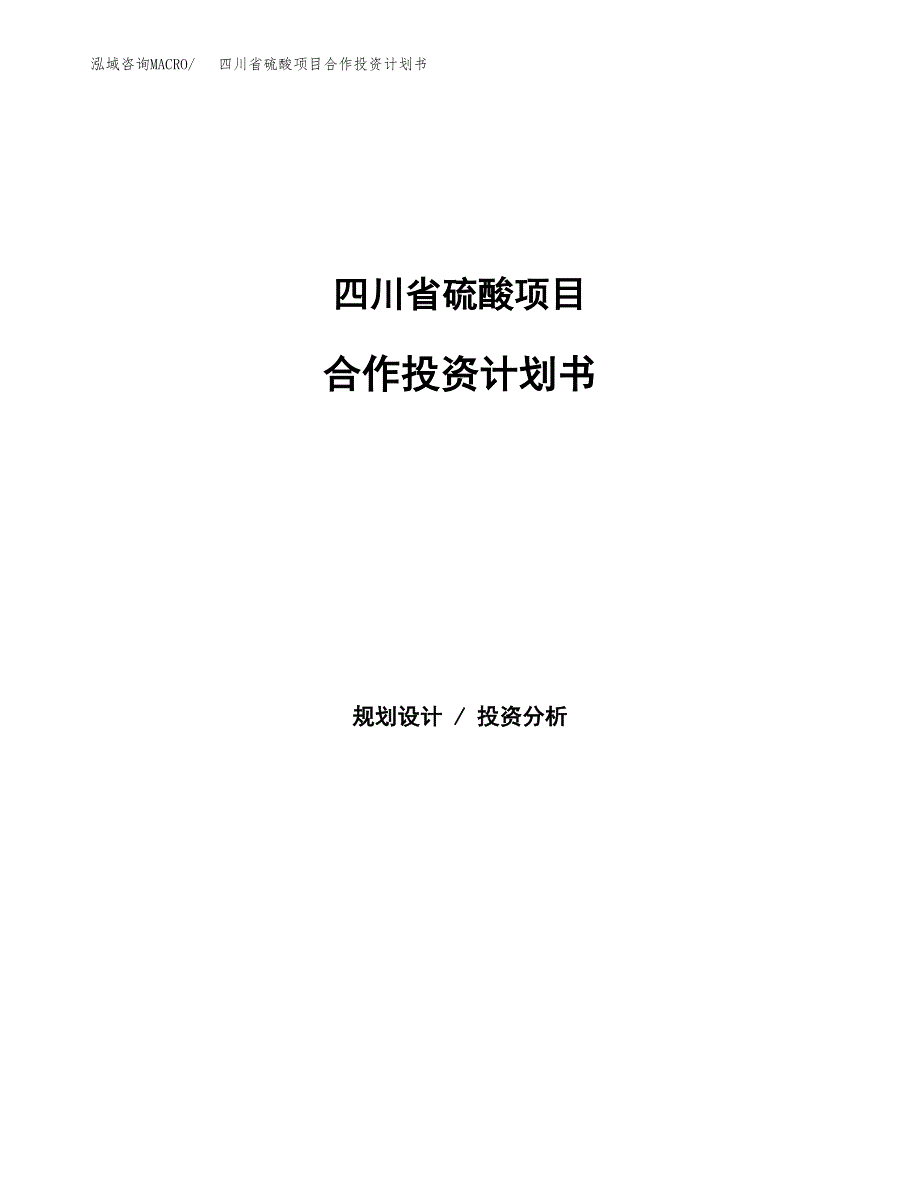 四川省硫酸项目合作投资计划书.docx_第1页