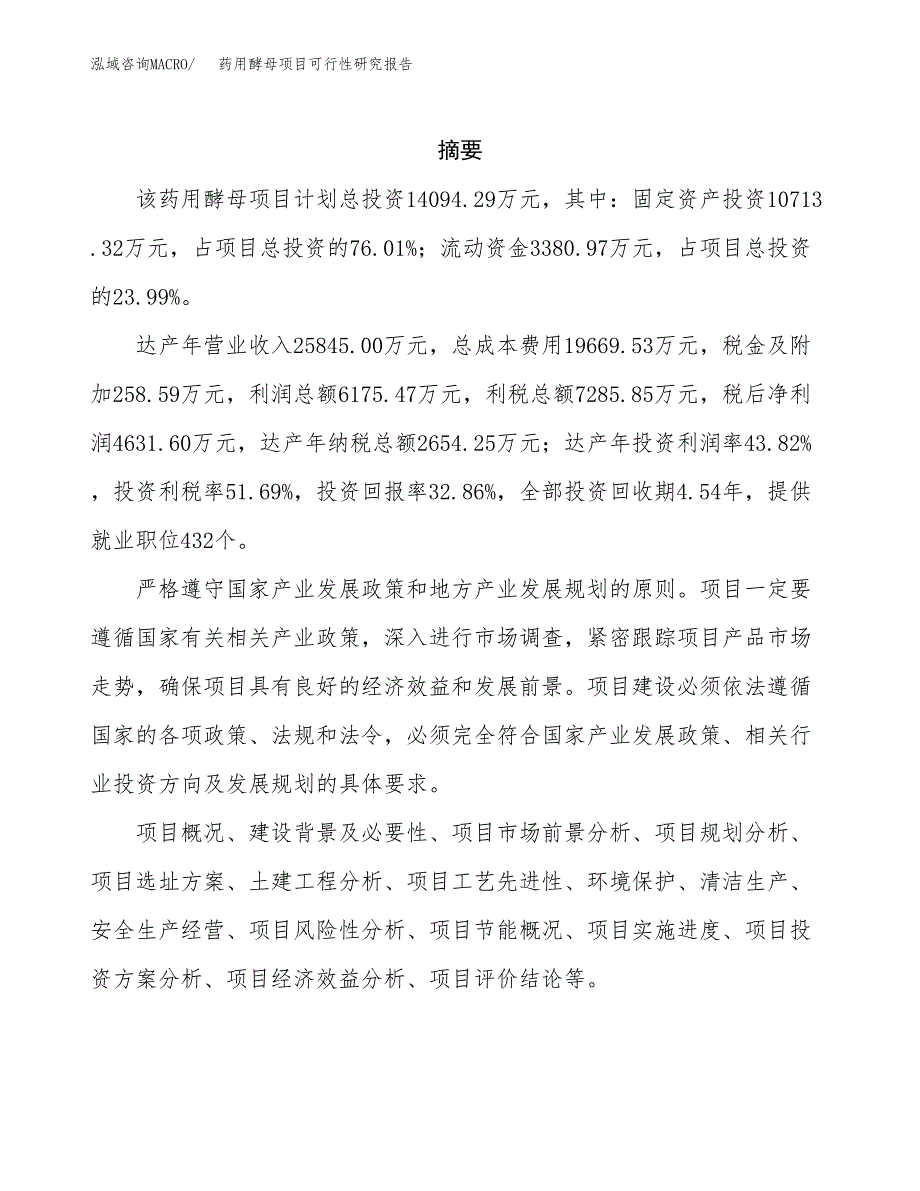 药用酵母项目可行性研究报告汇报设计.docx_第2页