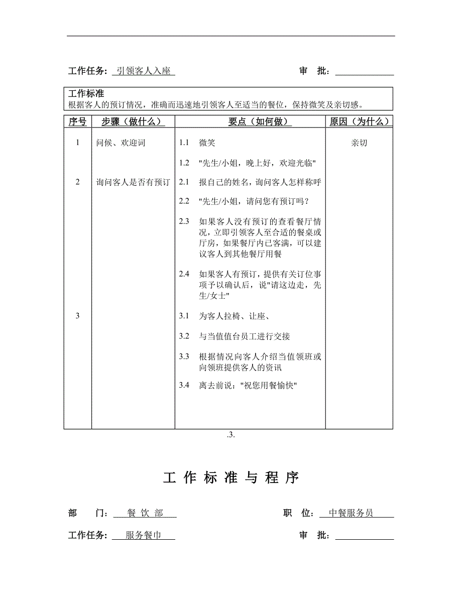 云天楼实业有限公司工作标准与程序_第3页