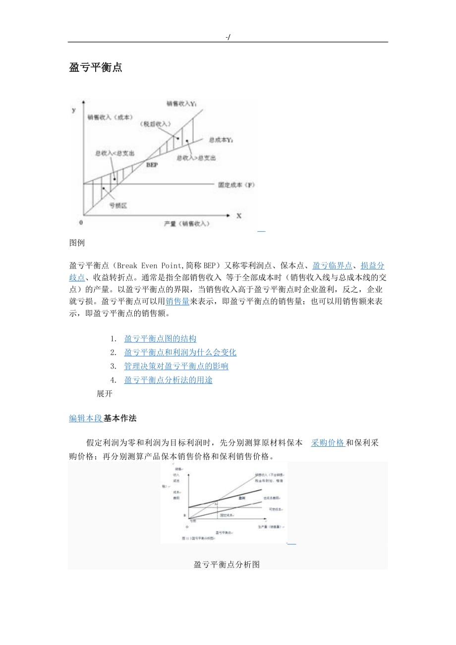 盈亏平衡点计算定律公式_第1页