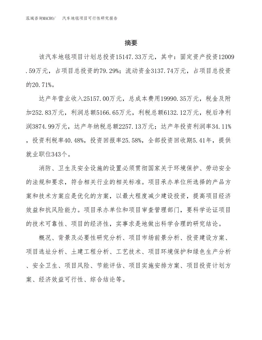 汽车地毯项目可行性研究报告汇报设计.docx_第2页