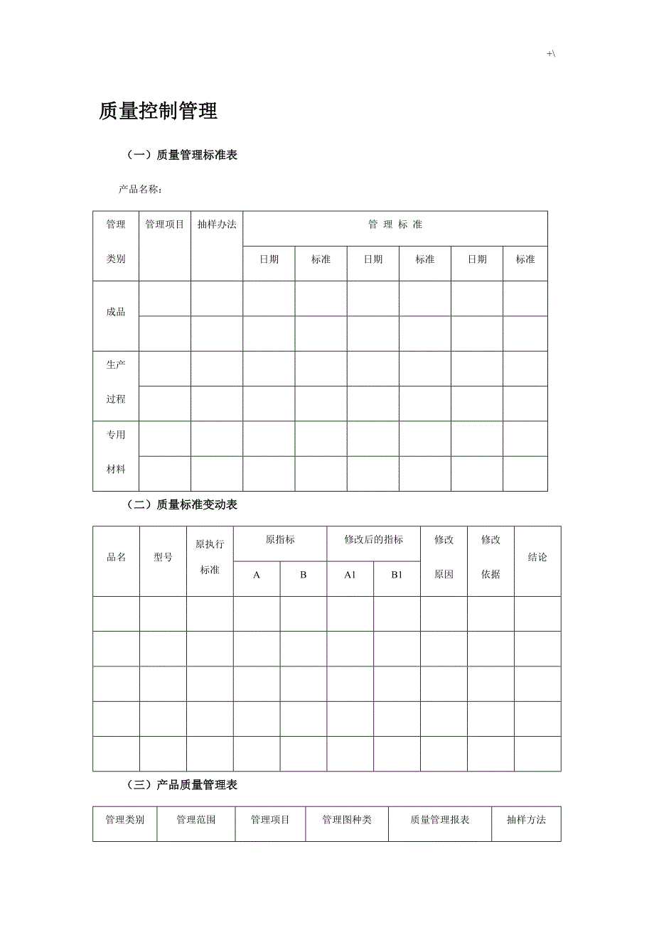 质量控制管理计划及其流程经过_第1页