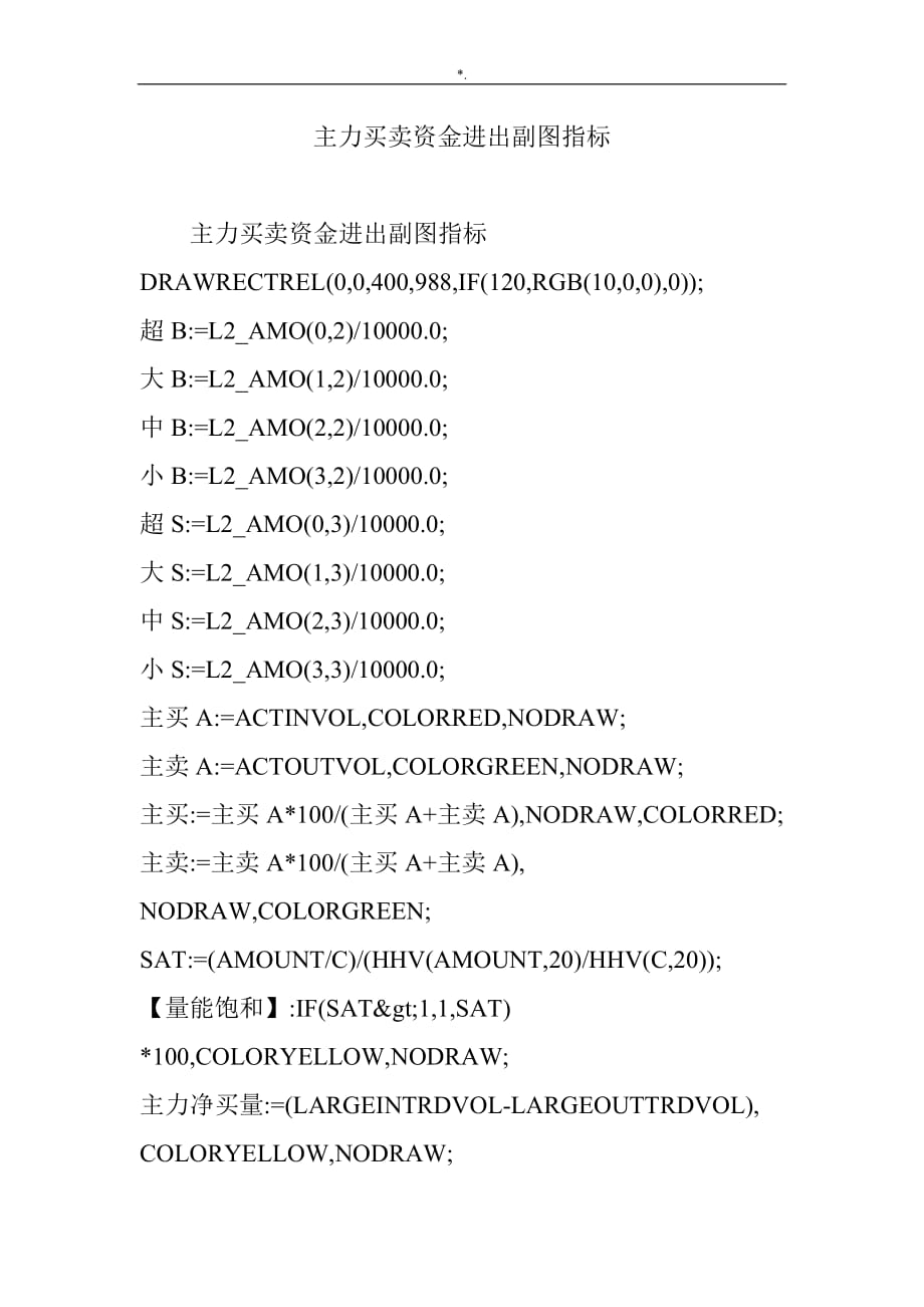 主力买卖资金进出副图计划指标_第1页