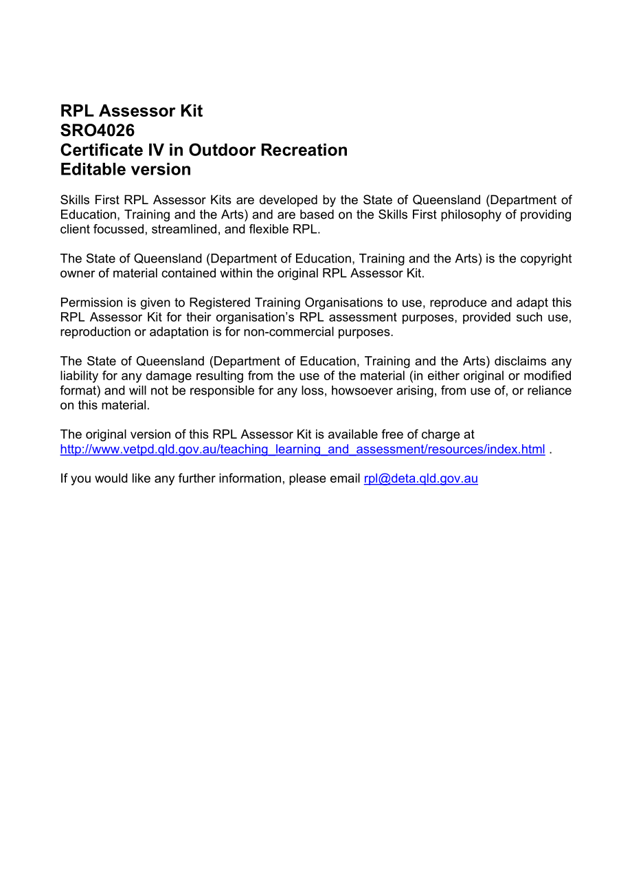 certificate iv in outdoor recreation - velg training.doc_第1页