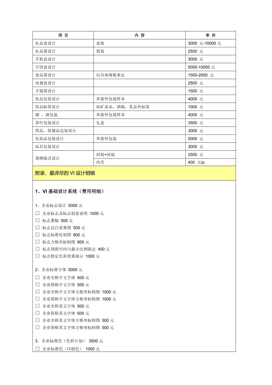 平面设计收费价格表（1）_第2页