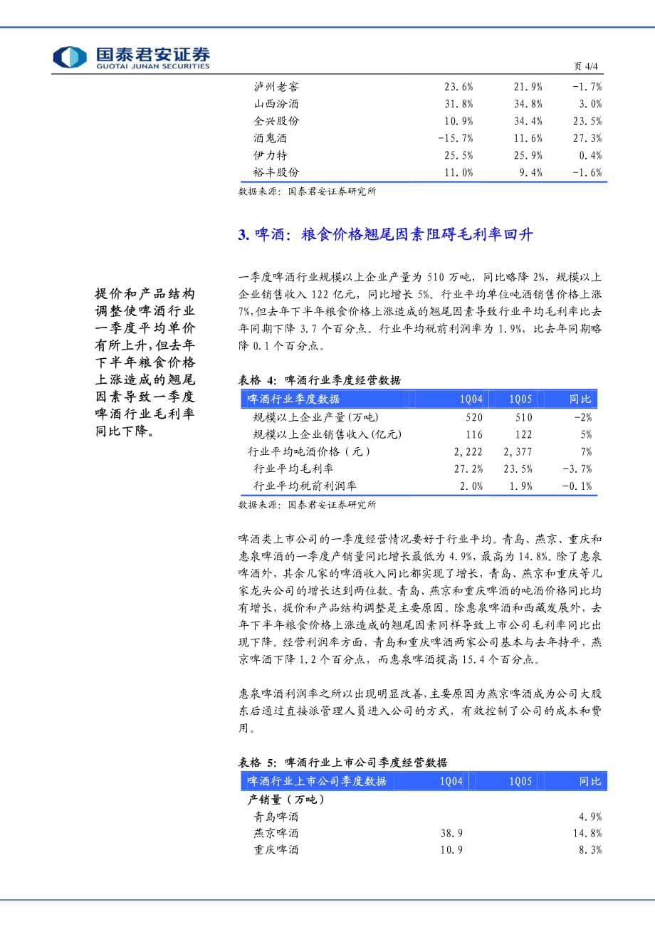 国泰君安－食品饮料行业月报_第4页