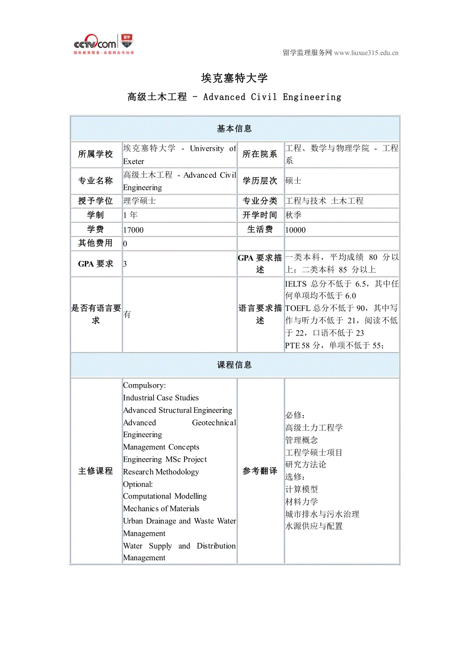 埃克赛特大学高级土木工程专业_第1页