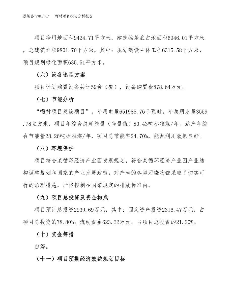 帽衬项目投资分析报告（总投资3000万元）（14亩）_第5页