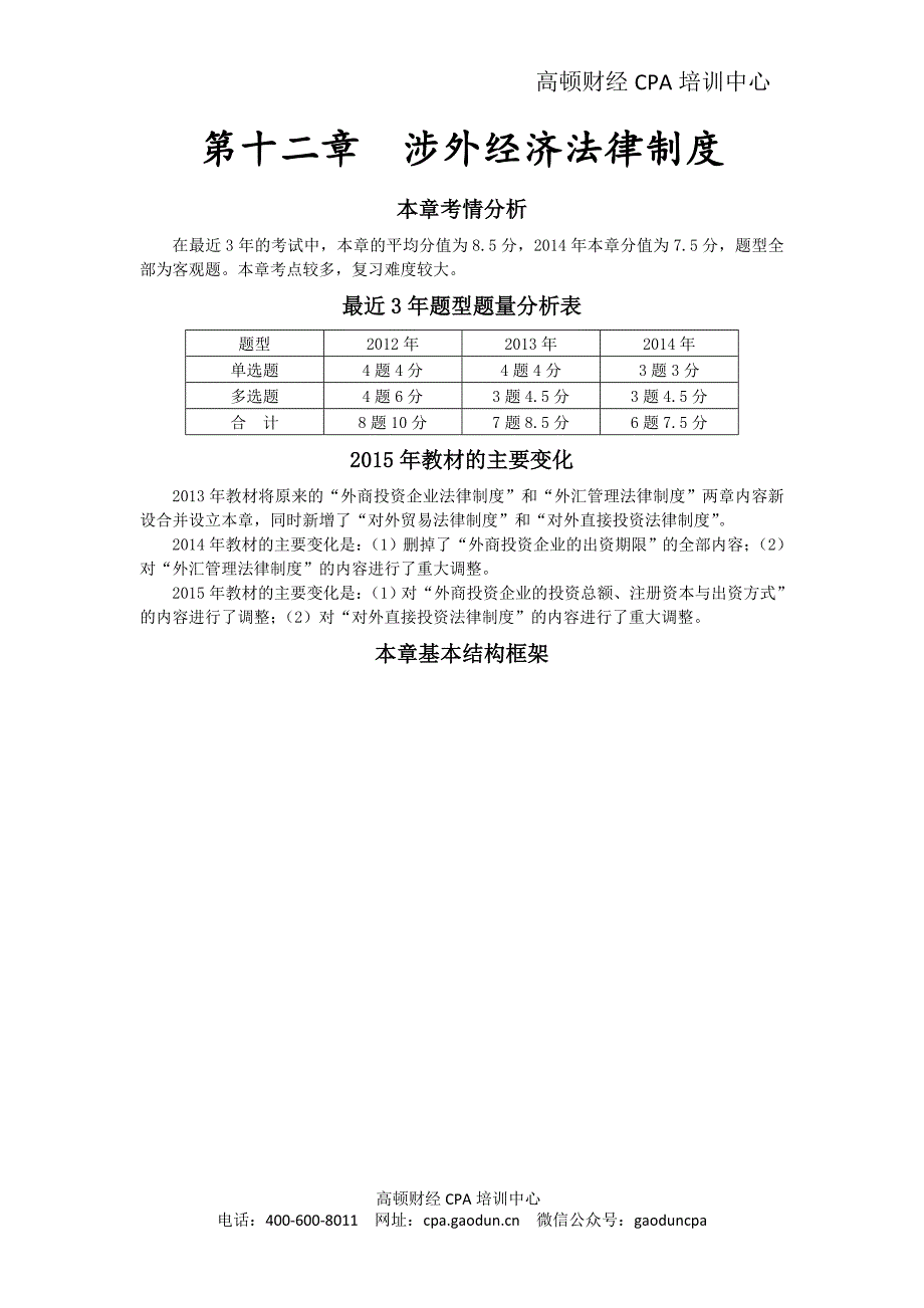 2016年cpa考试《经济法》考点解读第12章 涉外经济法律制度01_第1页