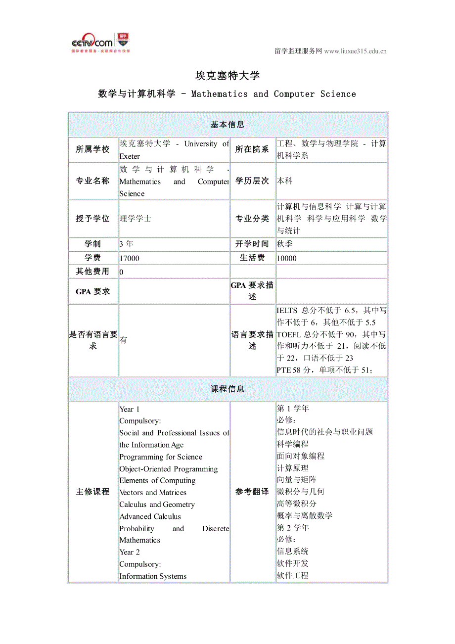 埃克赛特大学数学与计算机科学专业_第1页