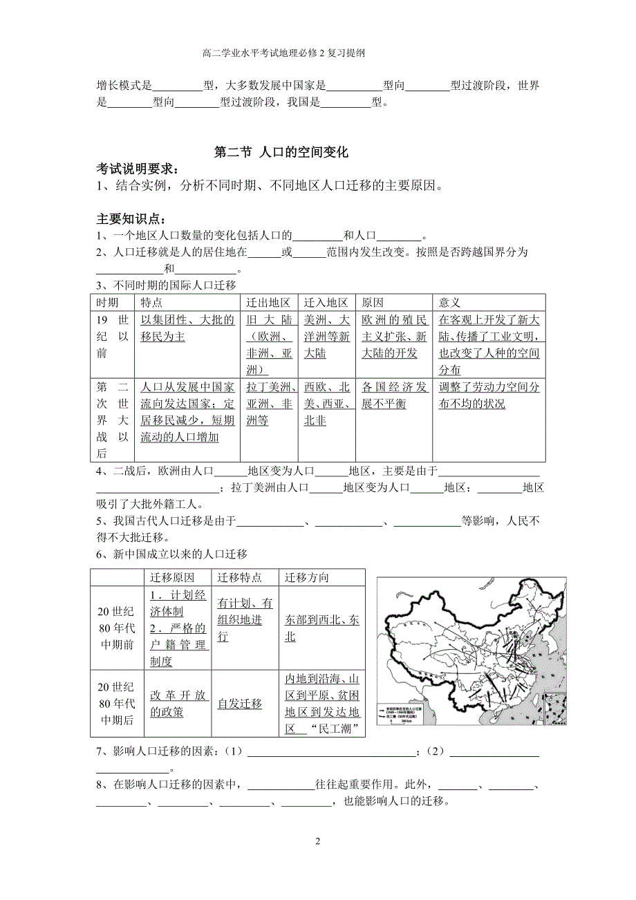 地理必修2复习提纲(填空)._第2页