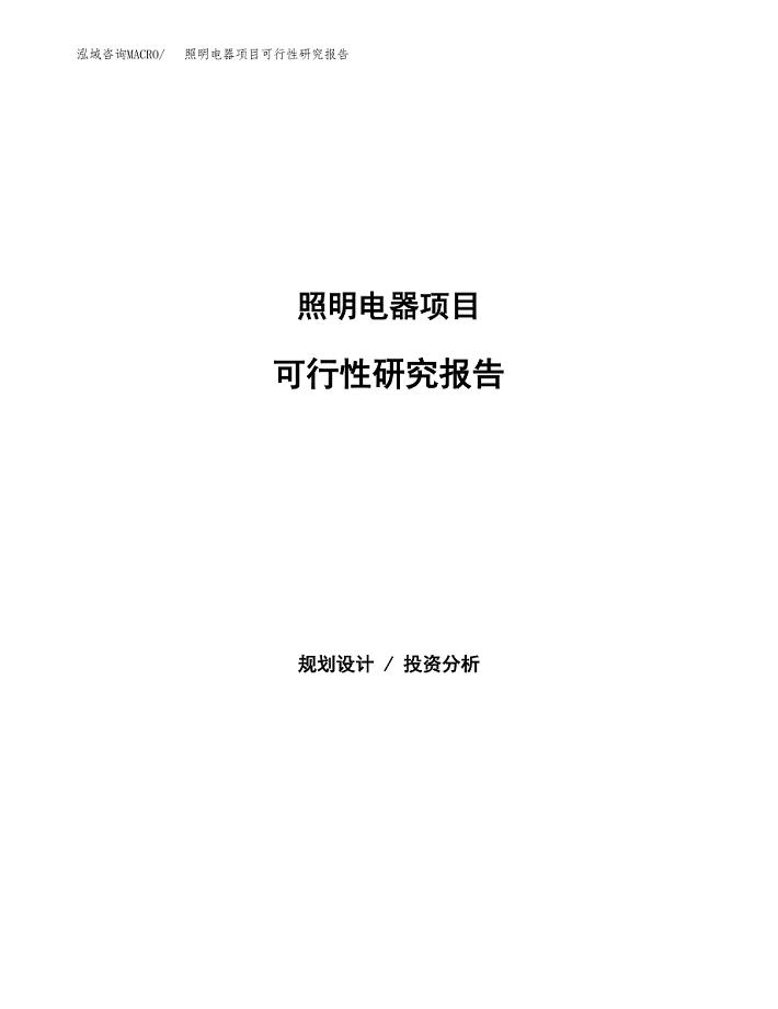 照明电器项目可行性研究报告汇报设计.docx