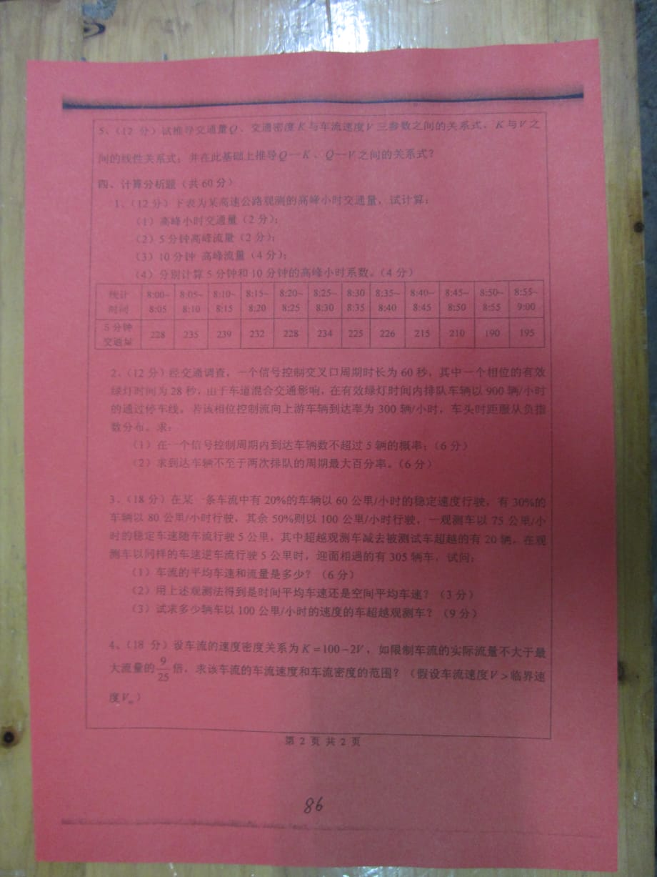 合肥工业大学2012年硕士研究生初试专业课笔试试题-交通工程学_第2页