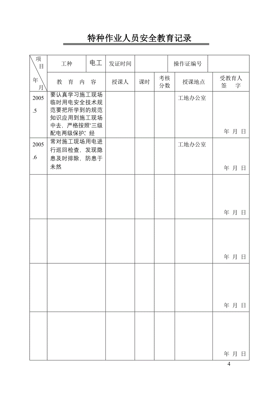 新入厂工人三级安全教育记录-1_第3页