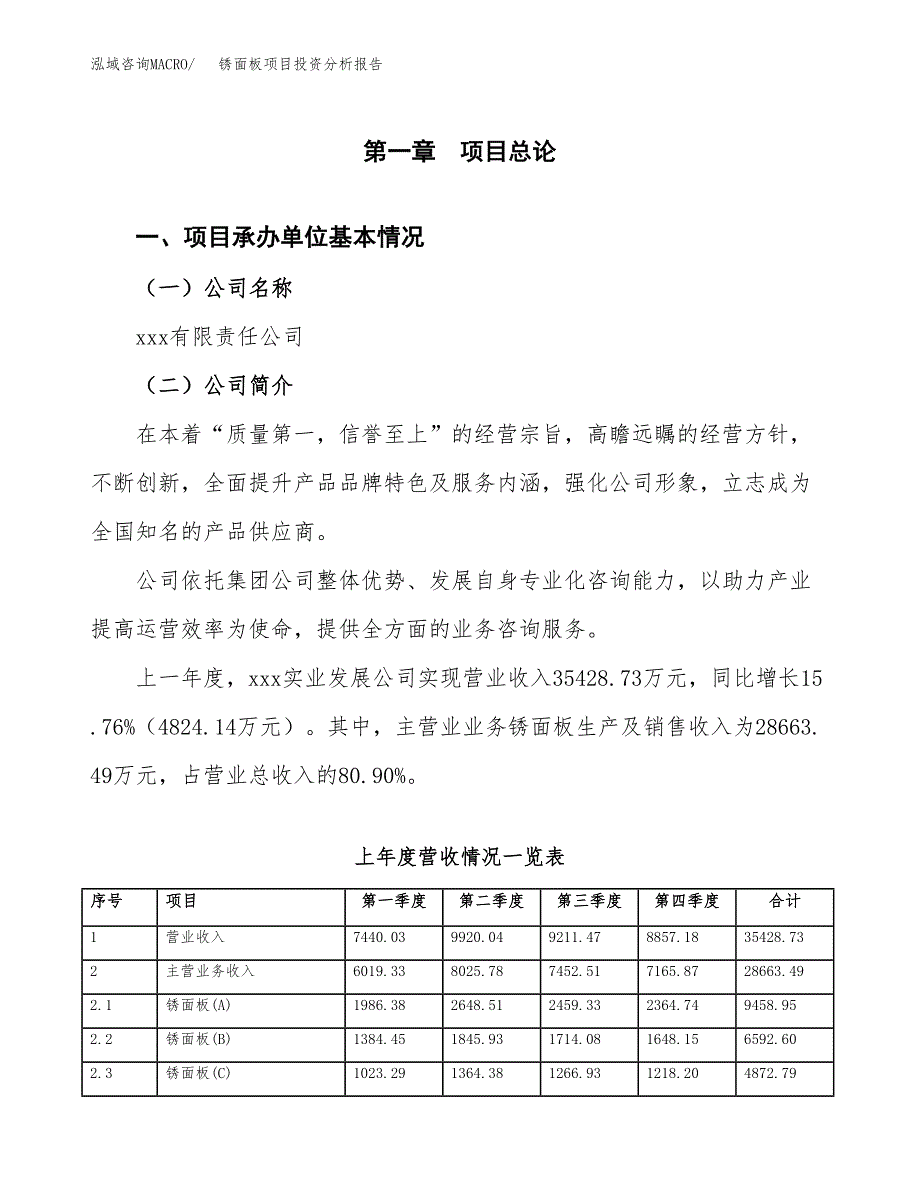 锈面板项目投资分析报告（总投资19000万元）（87亩）_第2页