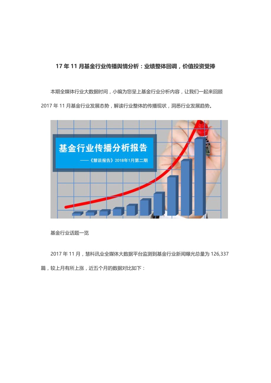 年月基金行业传播舆情分析：业绩整体回调价值投资受捧 - 副本_第1页