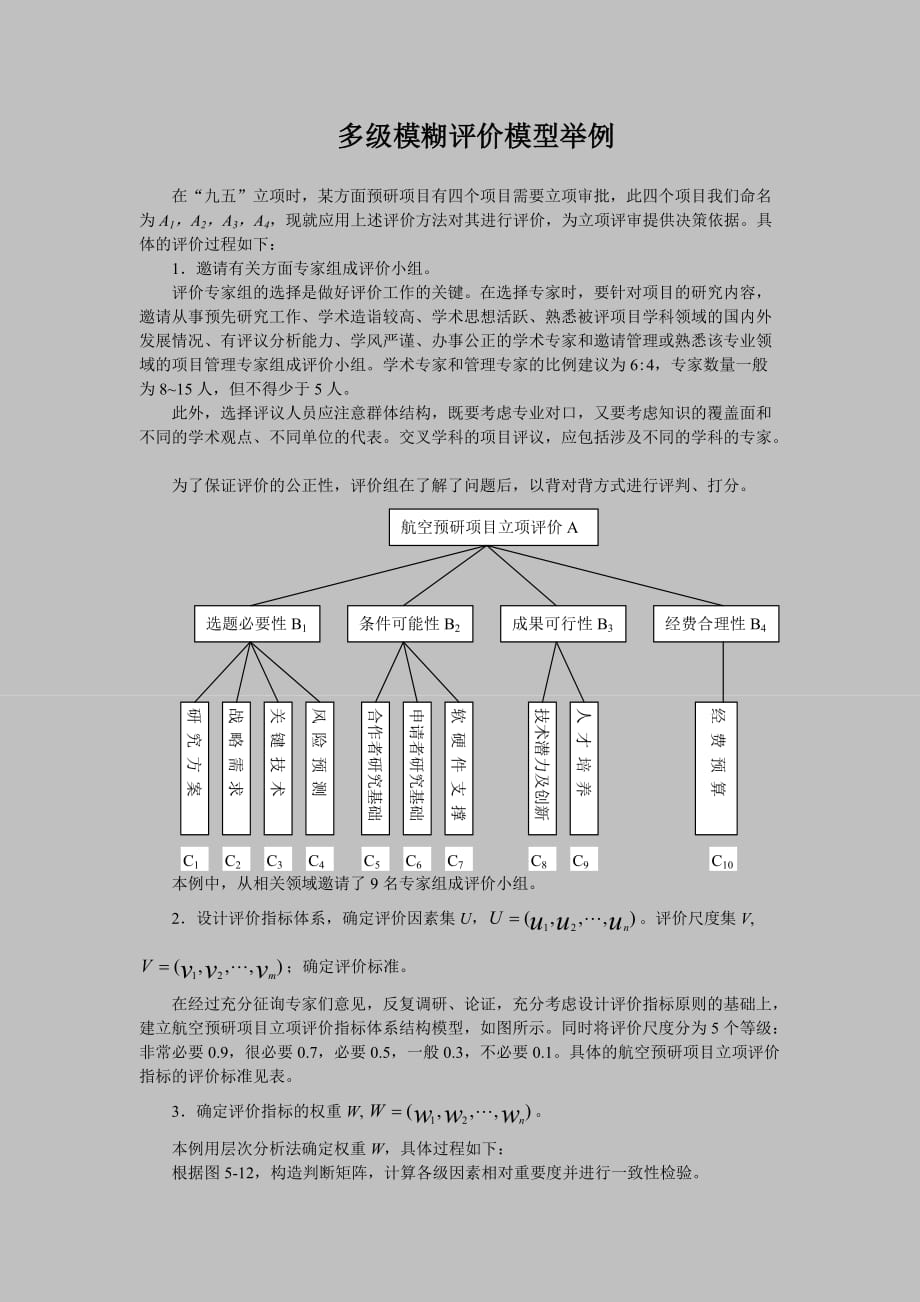 多级模糊评价模型举例_第1页