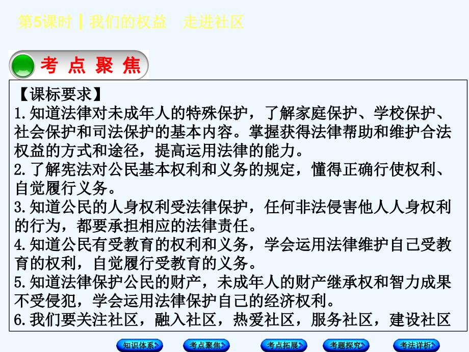 2018年中考政治 第一部分 七年级 第5课时 我们的权益 走进社区复习 教科版(1)_第4页