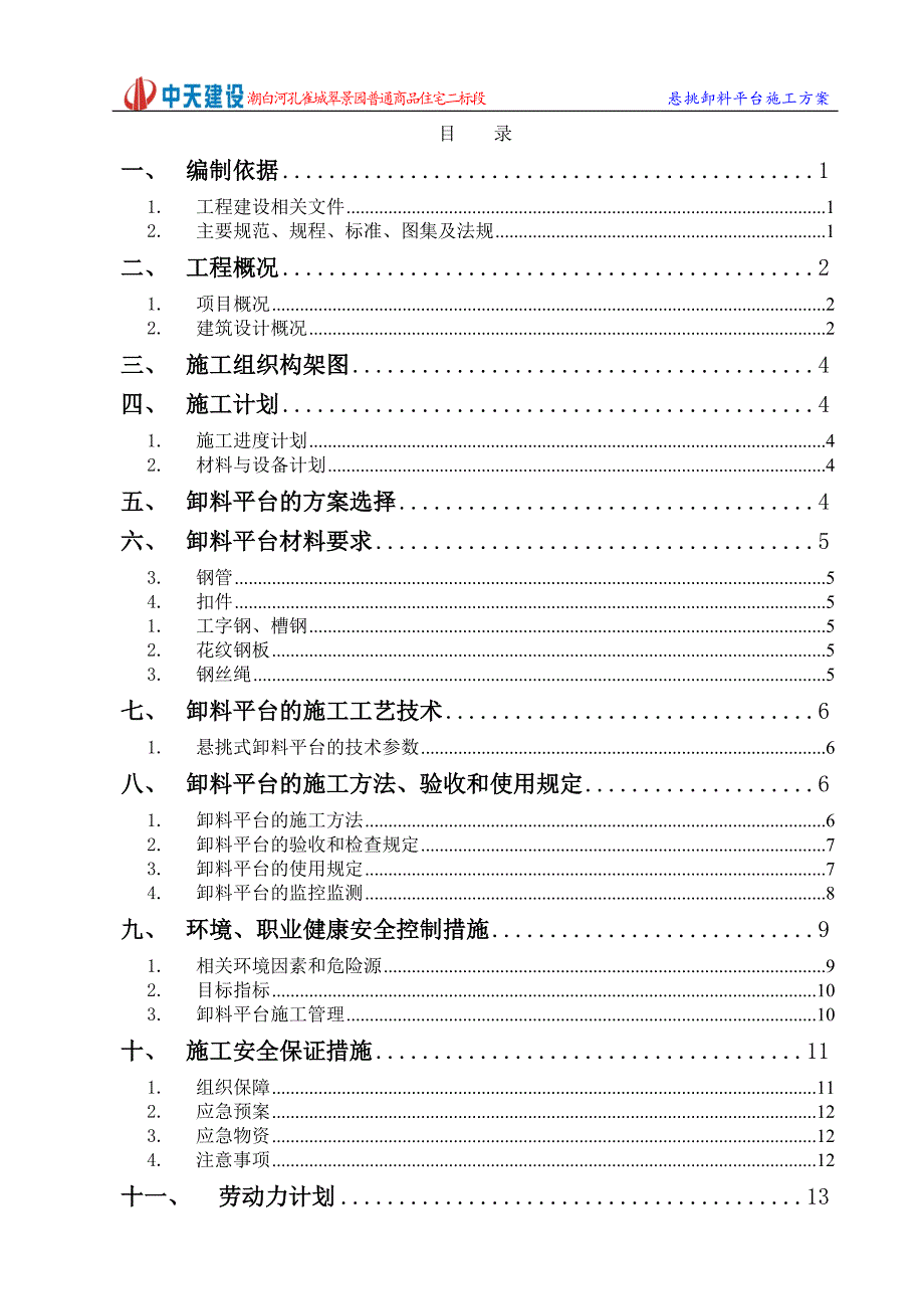 悬挑卸料平台施工方案翠景园二标段_第1页