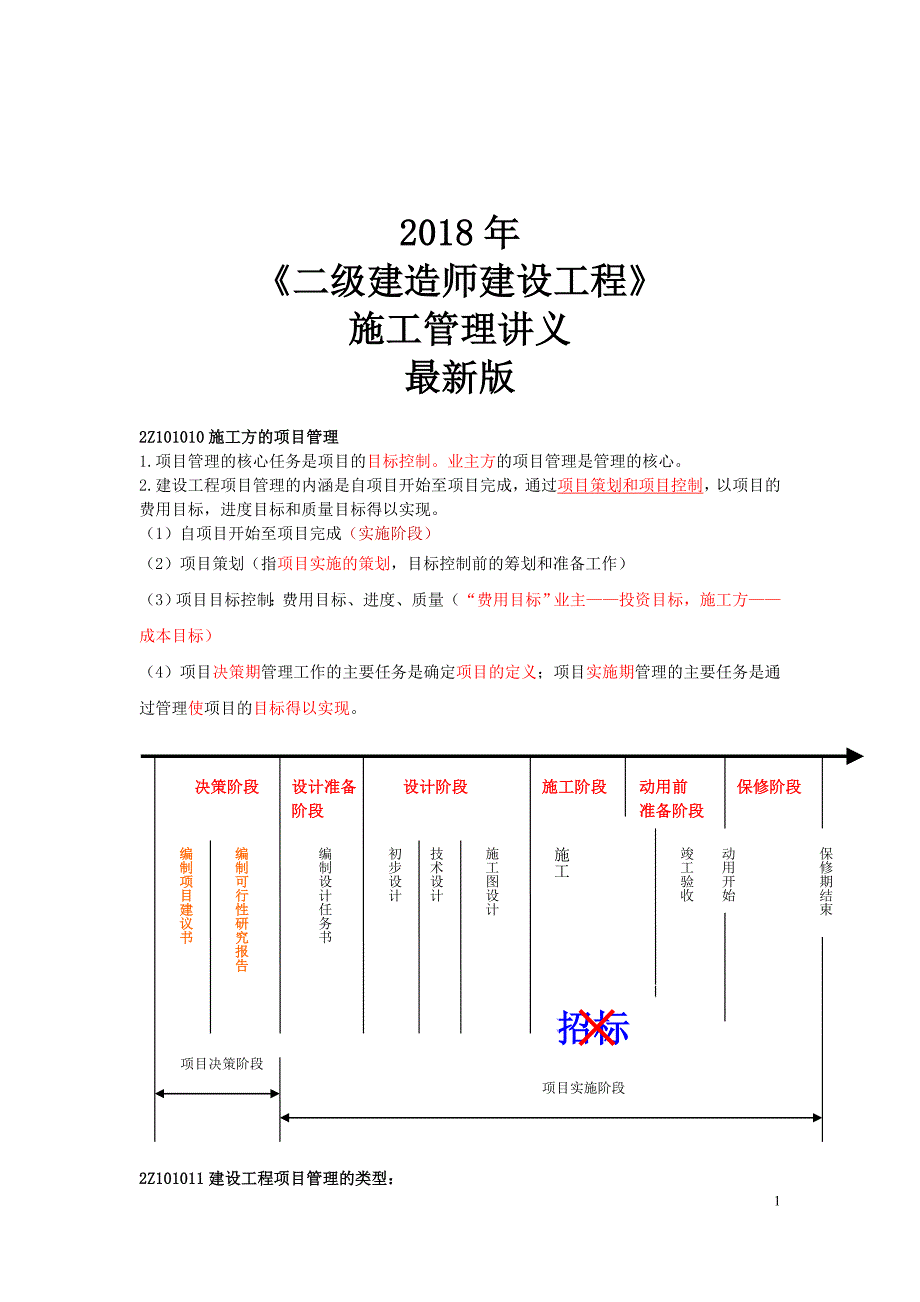 《二级建造师建设工程》-施工管理-最新版重点笔记_第1页