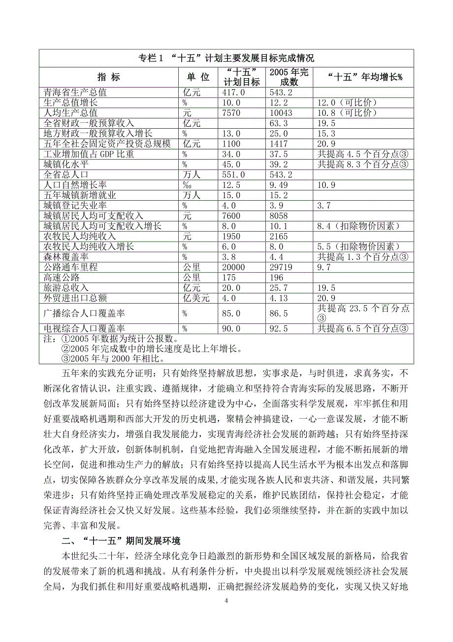 青海国民经济和社会发展十一五规划纲要_第4页