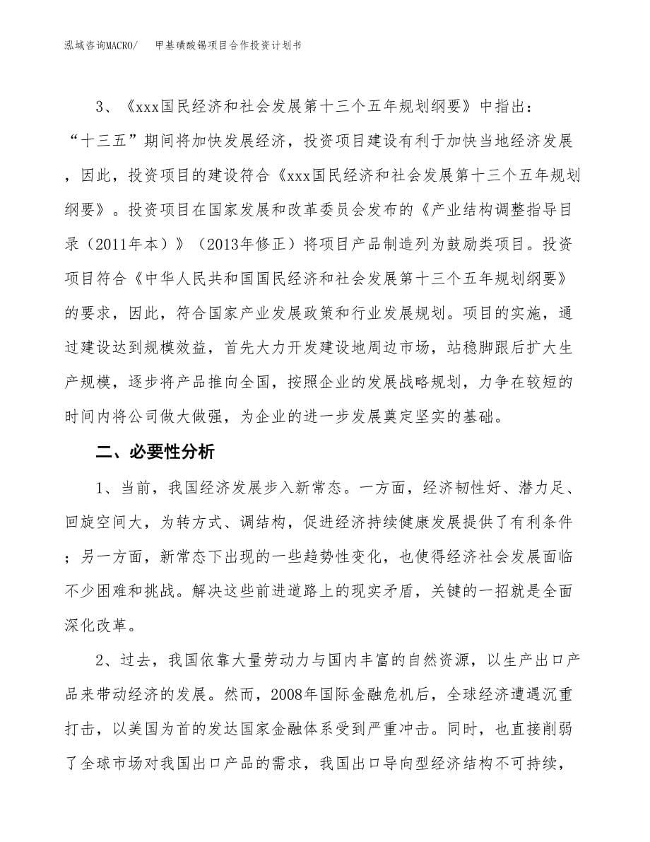 甲基磺酸锡项目合作投资计划书.docx_第5页