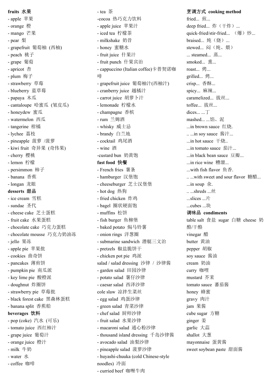 food有关食物的英语资料_第1页