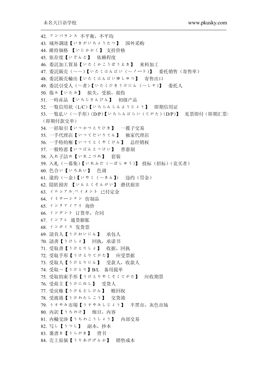 外贸·商务日语词汇800条（1——200）_第2页