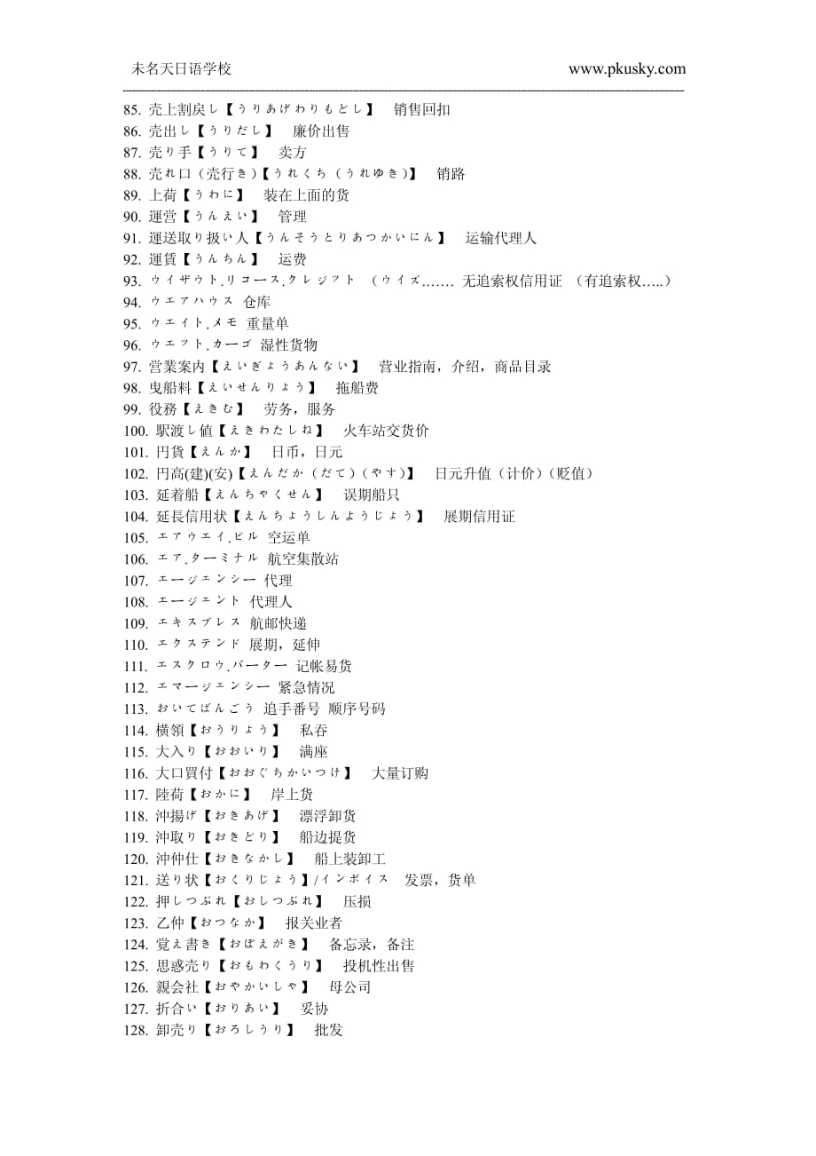 外贸·商务日语词汇800条（1——200）_第3页