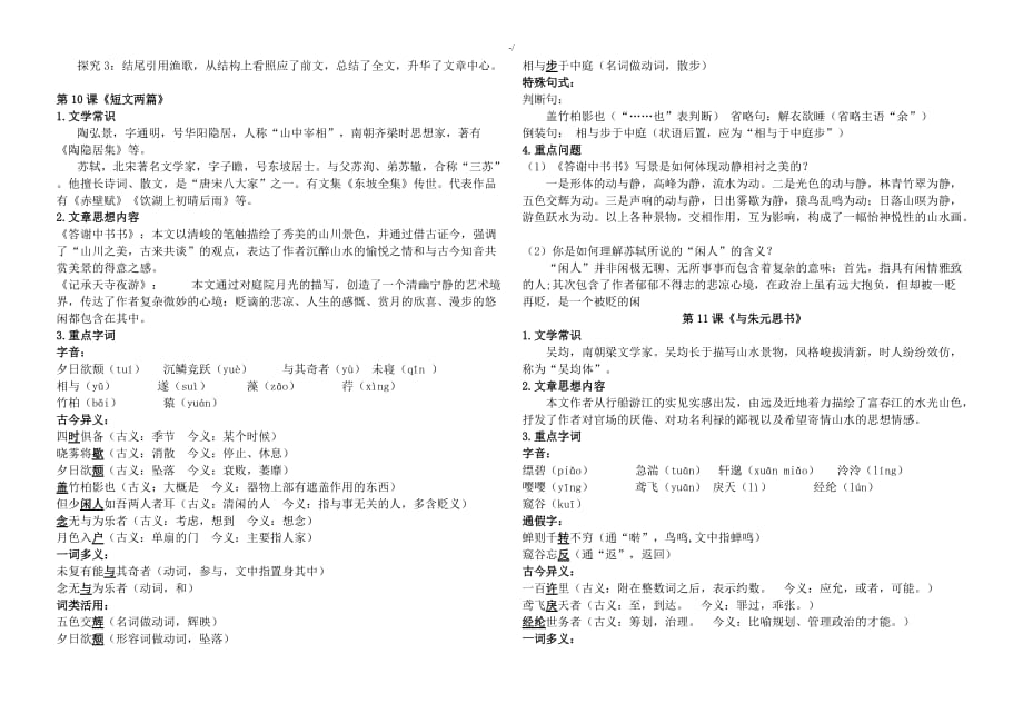 部编八年级上册文言文知识材料清单_第2页