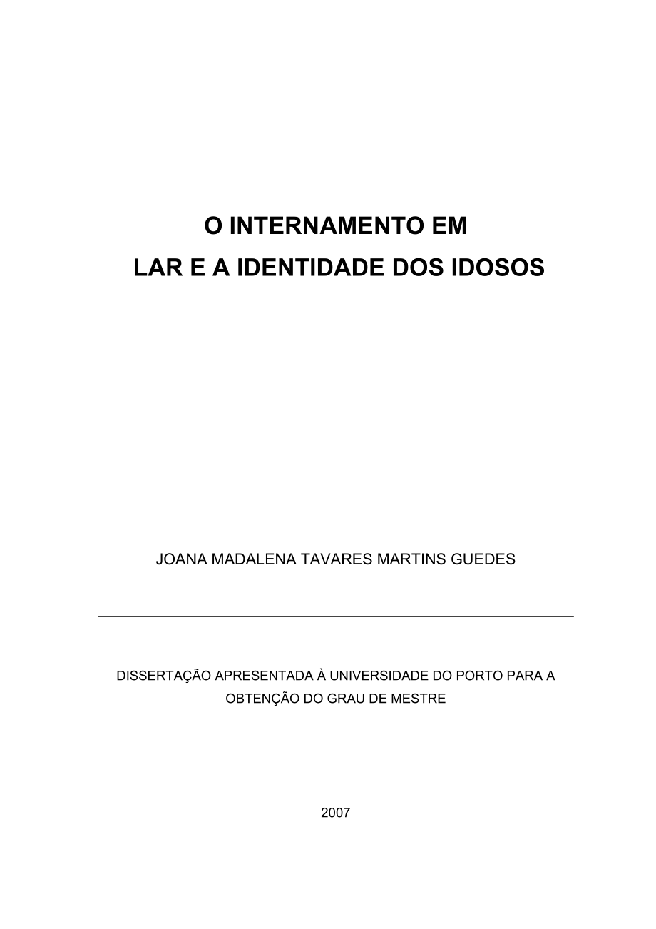 o internamento em lar e a identidade dos idosos_第1页