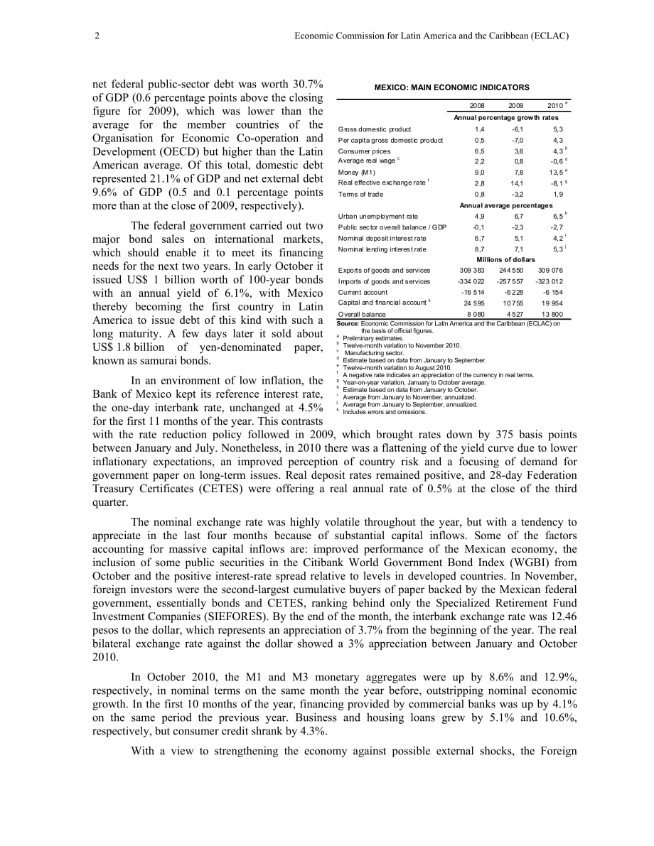 墨西哥经济MEXICO拉美经济概览原版联合国2010官方5适西班牙语葡萄牙语前景分析用及商贸手册_第2页