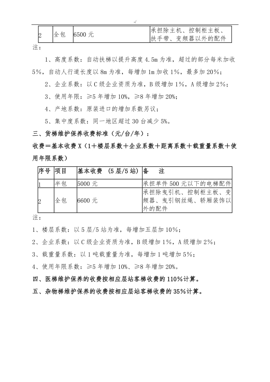 电梯日常维护管理收费标准(商会)_第3页