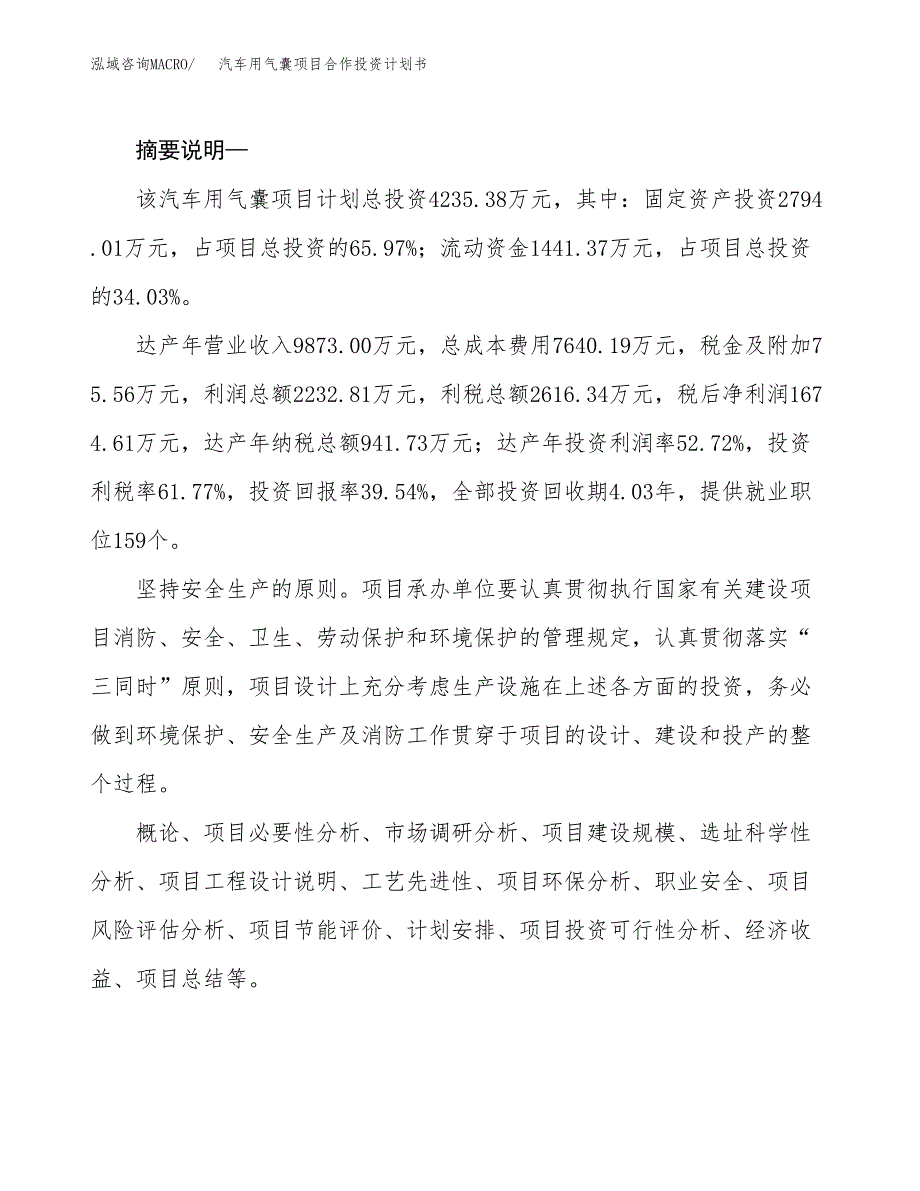 汽车用气囊项目合作投资计划书.docx_第2页