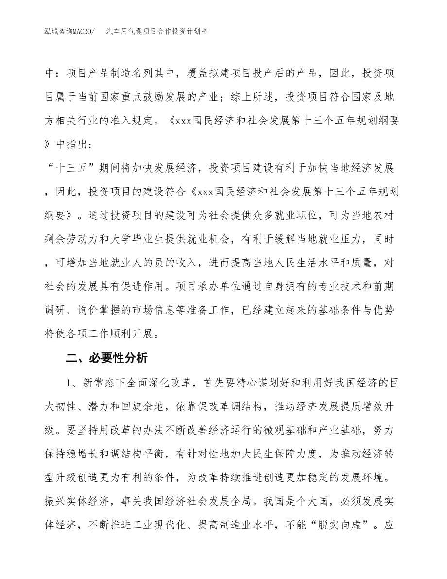 汽车用气囊项目合作投资计划书.docx_第5页