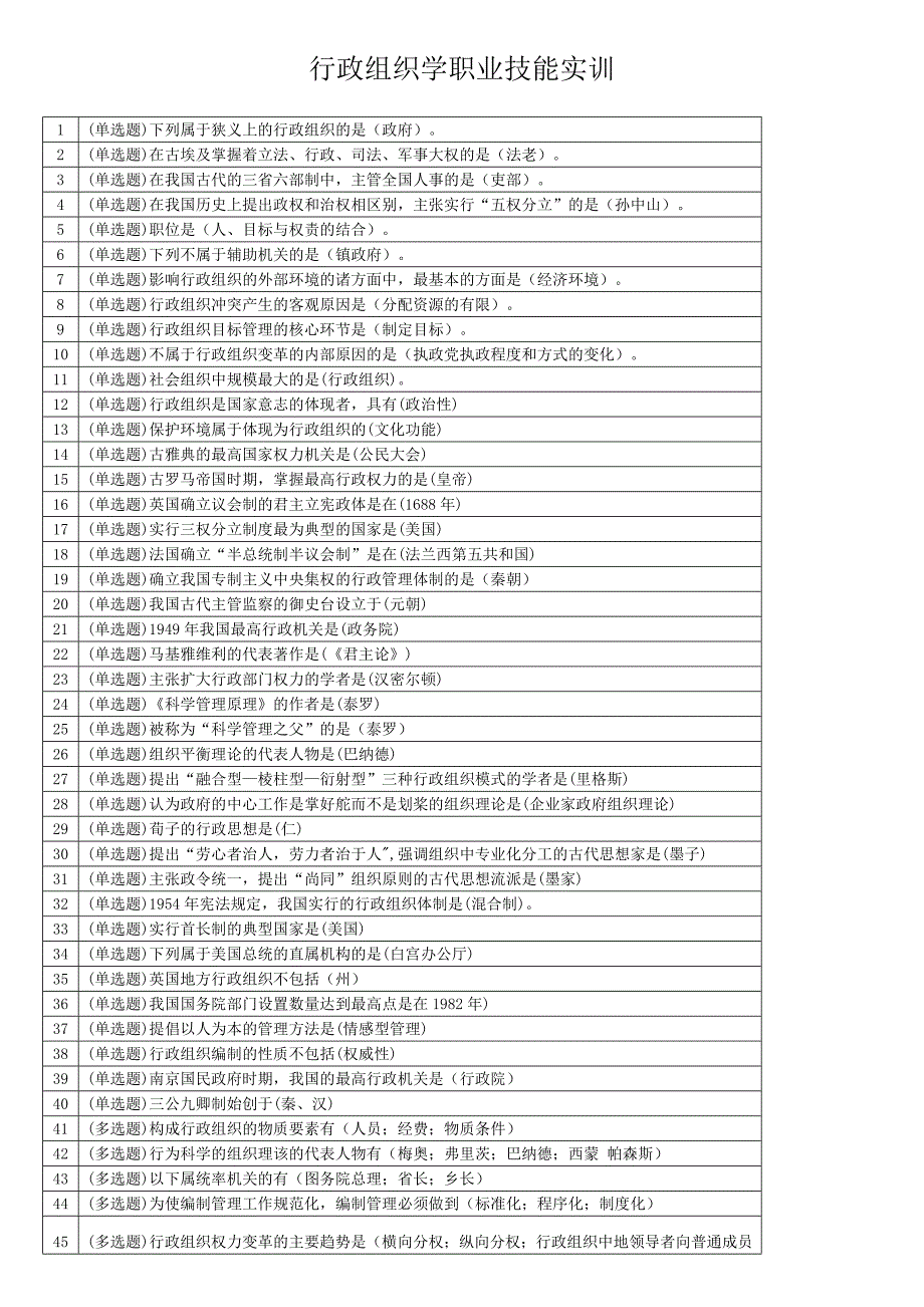 职业技能实训平台《行政组织学》形成性考核答案大全_第1页