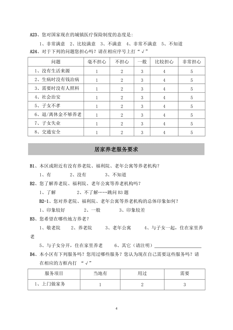 青岛市居家养老需求状况调查问卷_第4页